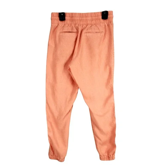 Athleta Cabo Linen Jogger‎ Pants size 4 Orange Peach zip pockets drawstring - Picture 3 of 12